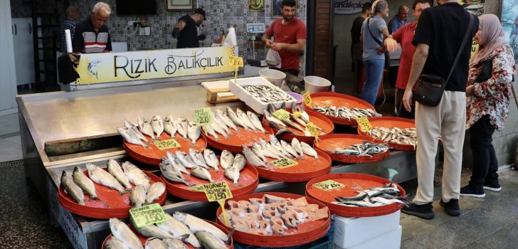 Trabzon’da av yasağının kalkmasıyla balıklar tezgahtaki yerini aldı